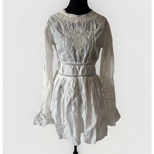 FREE PEOPLE Victorian Waisted Mini Dress Size 6 Boho Cottagecore Prairie Coastal